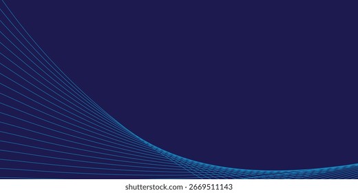 Fundo abstrato azul escuro da marinha. Plano de fundo de linhas de tecnologia futurista com efeito de luz ondulada de faixa de linha