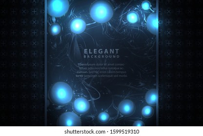Dark blue navy background with paper shapes overlap layers. Luxury VIP concept . Vector design template for use gift card, cover, banner, business card, hotel voucher, invitation, greeting card