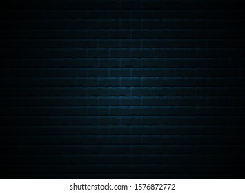 Dark blue neon brick wall frame background. Square brick with neon concept wallpaper. Vector illustrator.