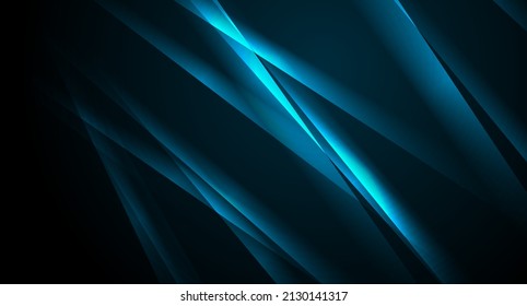 Dark blue neon glowing stripes vector design. Abstract hi-tech futuristic background