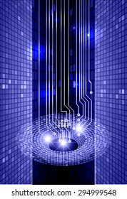 dark blue neon grow light Abstract Technology background for computer graphic website internet and business. circuit. illustration. infographics. ray. bright. pixel. Spark