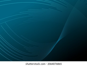 Dark blue neon wavy lines technology futuristic background. Vector design
