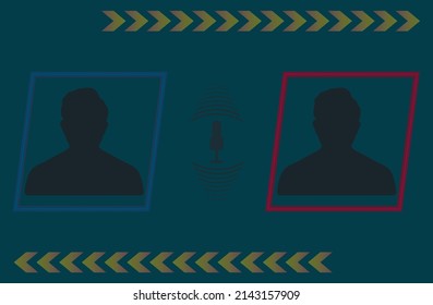 dark blue news screensaver with two people on the sides