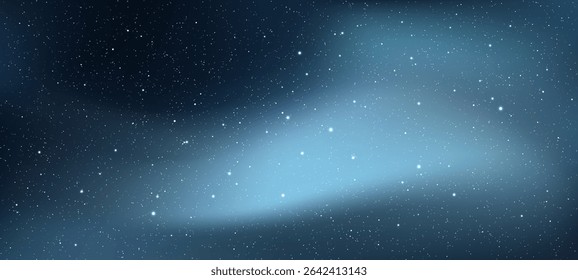 Céu noturno azul escuro com muitas estrelas. Conceito de espaço e galáxia. Arte vetorial para design de fundo e ilustração cósmica.