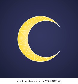 Dark blue night sky with moon. Vector illustration.