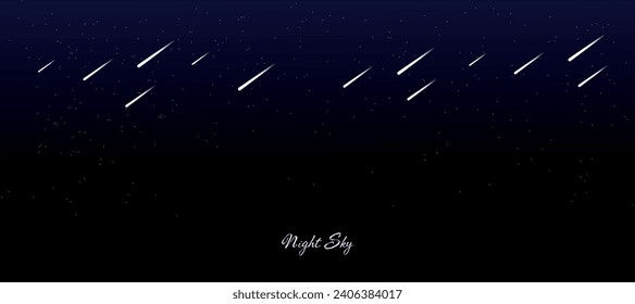 Dark Blue Nighty sky and shining stars vector Template.