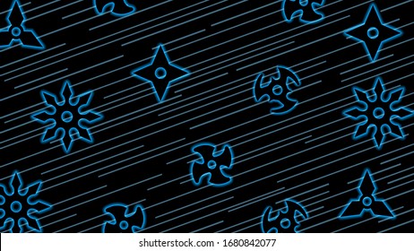 Dark Blue Ninja Background Vector Shuriken