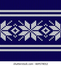 Dark blue nordic knitted seamless pattern vector illustration