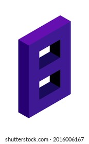 Dark blue number 8 in isometric style. Isolated on white background. Learning numbers, serial number, price, place. Vector illustration
