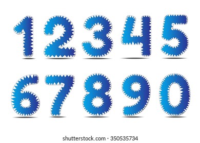 Dark blue numbers and polygon edge on white background