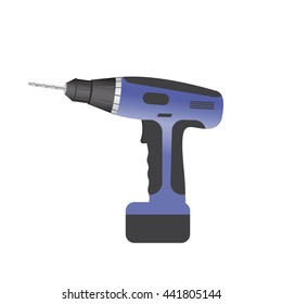 dark blue on a white background drill with battery