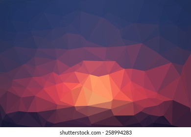 Dark blue and orange abstract geometric background consisting of colored triangles.