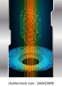Dark blue orange color Light Abstract Technology background for computer graphic website internet. circuit. silver