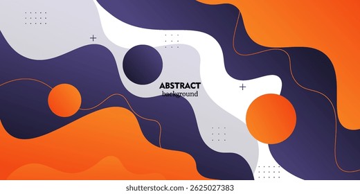 Dark blue and orange geometric business banner design. Creative banner design with wave and line shapes as template. Simple horizontal banner. Vector Eps10