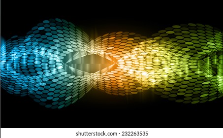 Dark blue orange green Light Abstract Technology background for computer graphic website internet and business. text box. Brochure. card. wave. 