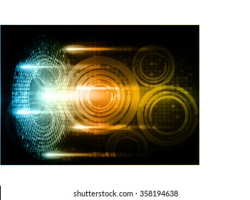 dark blue orange Light Abstract Technology background for computer graphic website internet and business. circuit. illustration. digital. infographics. binary code. eye. Global. scan virus