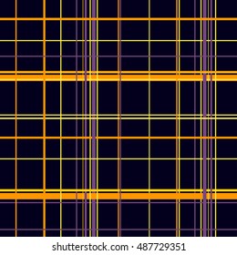 Dark blue with orange lines seamless pattern vector background. Halloween motive. Kilt