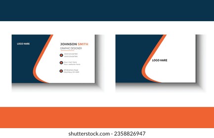 Dark blue and orange modern creative, 
Modern, simple and clean business card template design. Two-sided yellow and light black color combination business card and name card, horizontal simple c