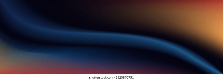 Fondo de textura granulada rojo anaranjado azul oscuro abstracto vibrante color forma de onda fondo negro ruidoso diseño de cabecera de Anuncio ancho. Vector