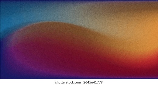 Dark blue orange red grainy texture background abstract vibrant color wave shape black backdrop noisy wide banner header design