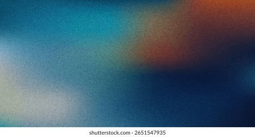 Dark blue orange red grainy texture background abstract vibrant color wave shape black backdrop noisy wide banner header design