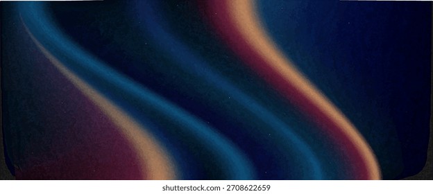 Fondo de textura granulada rojo anaranjado azul oscuro abstracto vibrante color forma de onda fondo negro ruidoso diseño de cabecera de Anuncio ancho