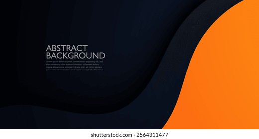 Dark blue and orange wave geometric business banner design. Creative banner design with curve shapes template. Simple horizontal banner. Eps10 vector