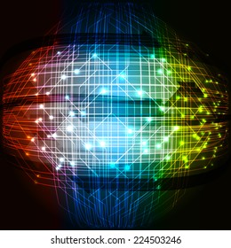 Dark blue orange yellow Light Abstract Technology background for computer graphic website and internet, circuit board.