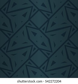 Dark blue ornamental seamless pattern in kaleidoscopic style. Shining, symmetrical design for textile, curtain, ads or other purpose.