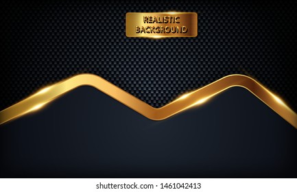 Dark blue overlap background. Texture with golden line, metal pattern and golden light.