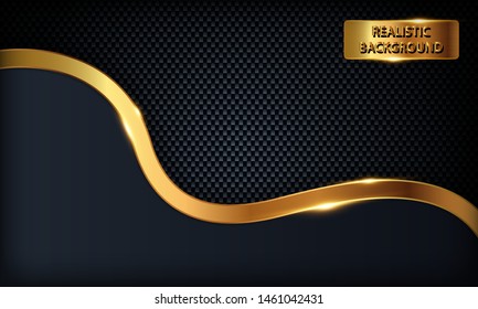 Dark blue overlap background. Texture with golden line, metal pattern and golden light.