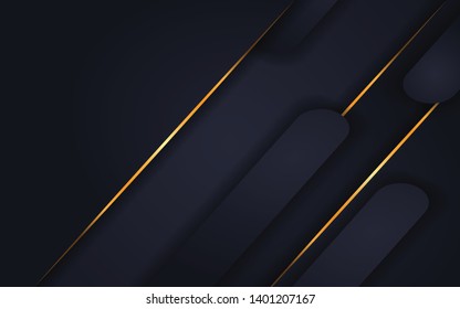 Capa de superposición azul oscuro con concepto de lujo de línea dorada para el diseño de fondo, portada, banner y publicidad corporativa