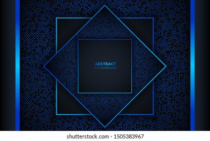 Dark blue overlapping layers background with glitters light decoration. Vector design template for use luxury frame, modern cover, banner advertising, corporate
