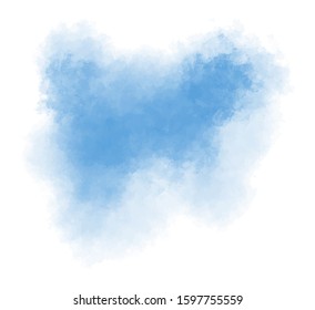 Dark blue paint splash on a white isolated background. Watercolor stain. Vector illustration. Delicate and subtle, ethereal colors. Brush stroke for your painting. Ethereal. 