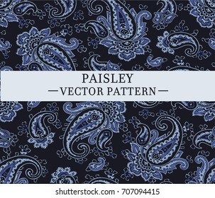 Dark Blue Paisley Vector Pattern