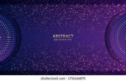 Dunkelblaues Papier, abgeschnittener Hintergrund. Abstrakte, realistische papierschneidende Dekoration, strukturiert mit goldenem Halbtonmuster. Vektorgrafik.