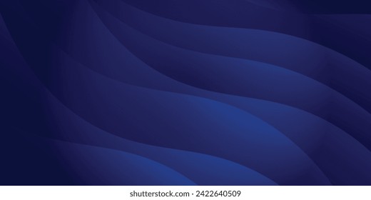 Dark blue paper waves abstract banner design. Elegant wavy vector background