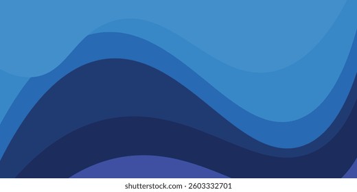 Dark blue paper waves abstract banner design. Elegant wavy vector background