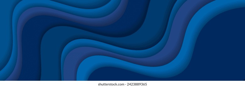 Dark blue paper waving abstract banner design. Elegant wavy vector background, vector