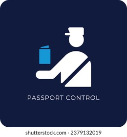 Dark Blue Passport Control Sign Icon