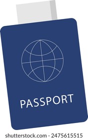 Dark blue passport and ticket vector illustration. Transparent background