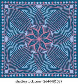 projeto de linha geométrica azul escuro, roxo pastel e vermelho para ladrilhos, padrões ou fundo
