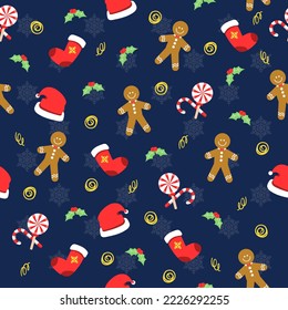 Dark blue pattern vector, Christmas pattern, Vector background. Flat design, suitable for placing in many design decorations
