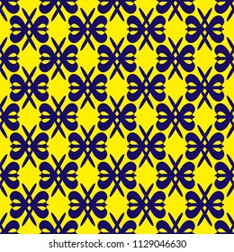 Dark blue patterns on yellow background, seamless pattern
