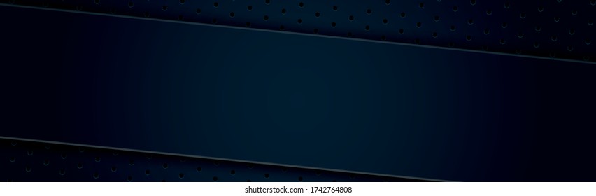 Dark blue perforated background with black holes and glow - Vector illustration