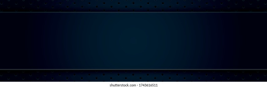Fondo perforado azul oscuro con agujeros negros y resplandor - Ilustración vectorial