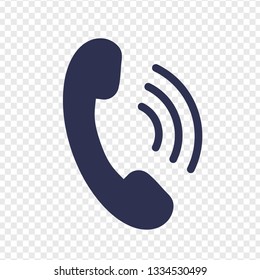 Dark blue phone icon vector on transparent  background. Vector illustration