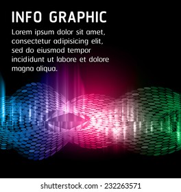 Dark blue pink green Light Abstract Technology background for computer graphic website internet and business. text box. Brochure. card. wave. 