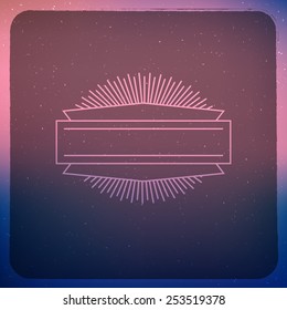 Dark blue and pink hipster vector background with badge design element, cover design in  trendy style