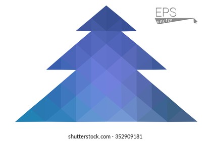 Dark blue, pink low poly style christmas tree vector illustration consisting of triangles.Abstract triangular polygonal origami or crystal design of New Years celebration.Isolated on white background
